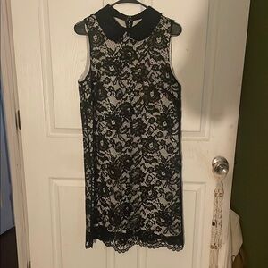 CeCe Black and White Sheath Mini Dress with Peter Pan Collar